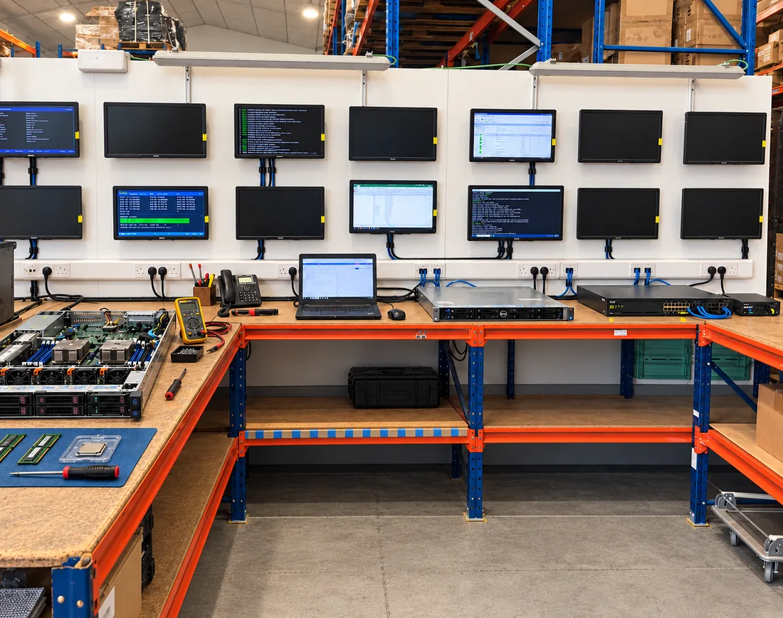 Puesto de pruebas y testing técnico de hardware