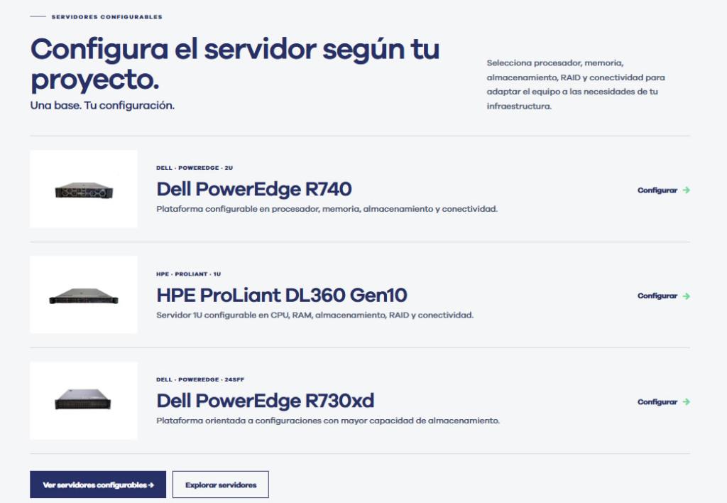 Servidores configurables de MercadoIT