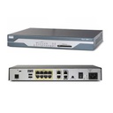 Cisco 1801 ISR ADSL over POTS router with 8-port 10/100BASE-T switch, ISDN S/T backup, Cisco IOS Advanced IP Services, 32 MB Flash, and 128 MB DRAM