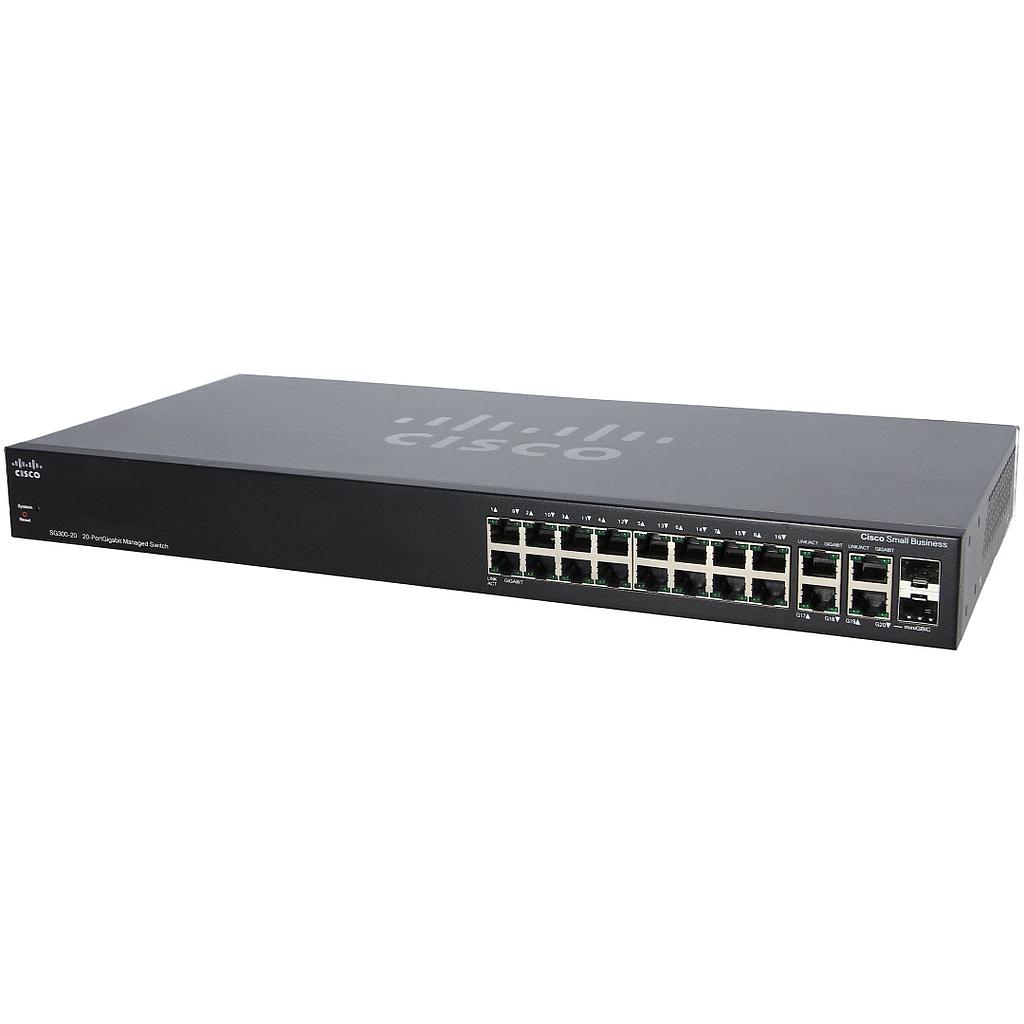 SRW2016-K9-EU | Cisco SG300-20 Switch 18xGbE + 2xMini-GBIC