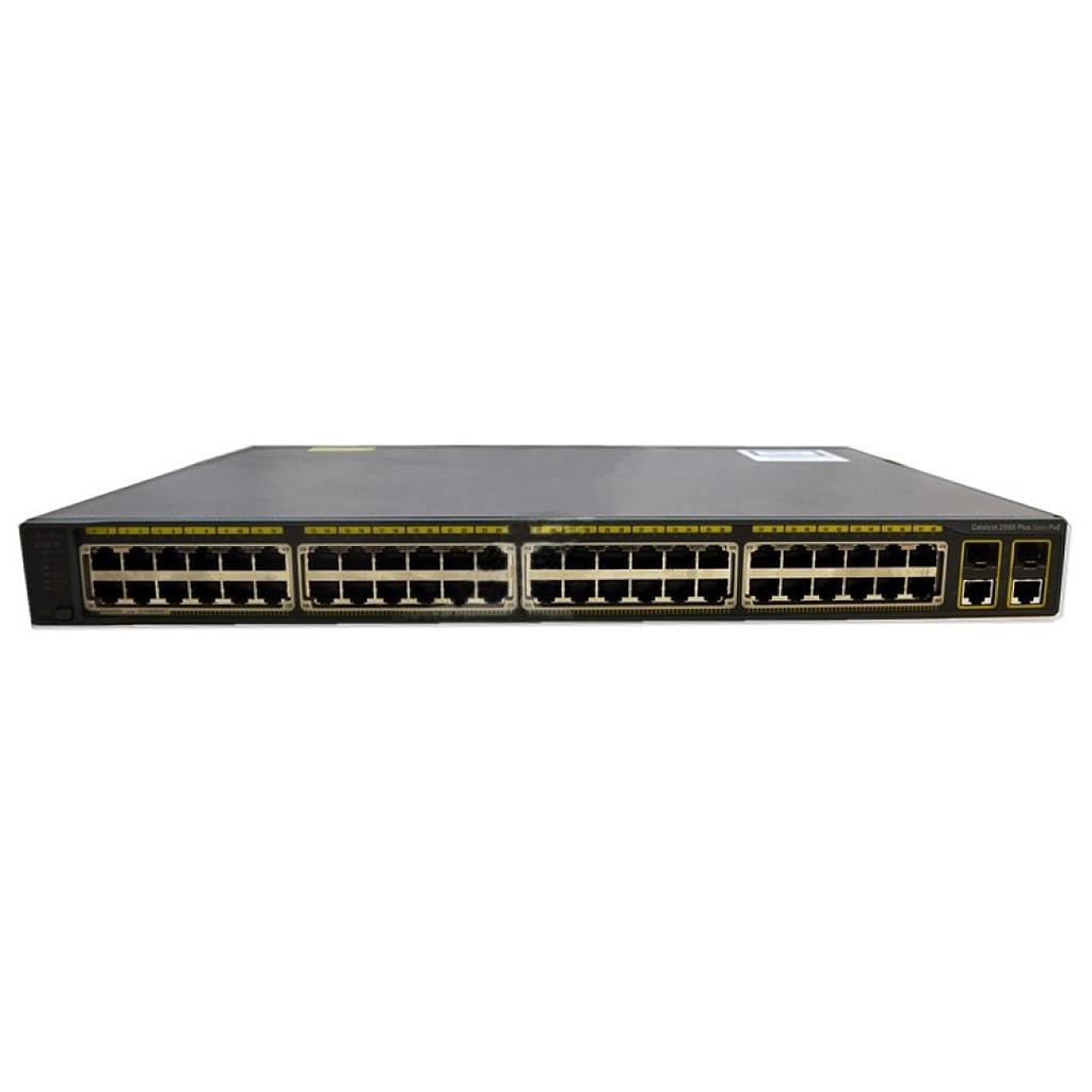 Cisco Catalyst 2960-Plus 48 10/100 PoE Ethernet Interfaces, and 2 RJ45 1000BASE-T or 2 SFP, LAN Lite software