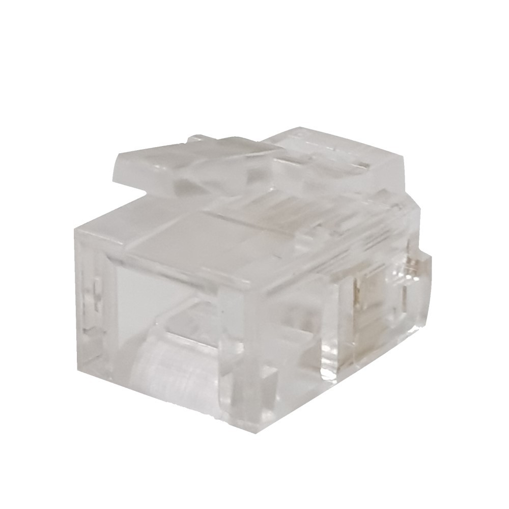 Conector RJ11 Macho C-3 UTP, Crimpado, para cable plano, 3μ oro