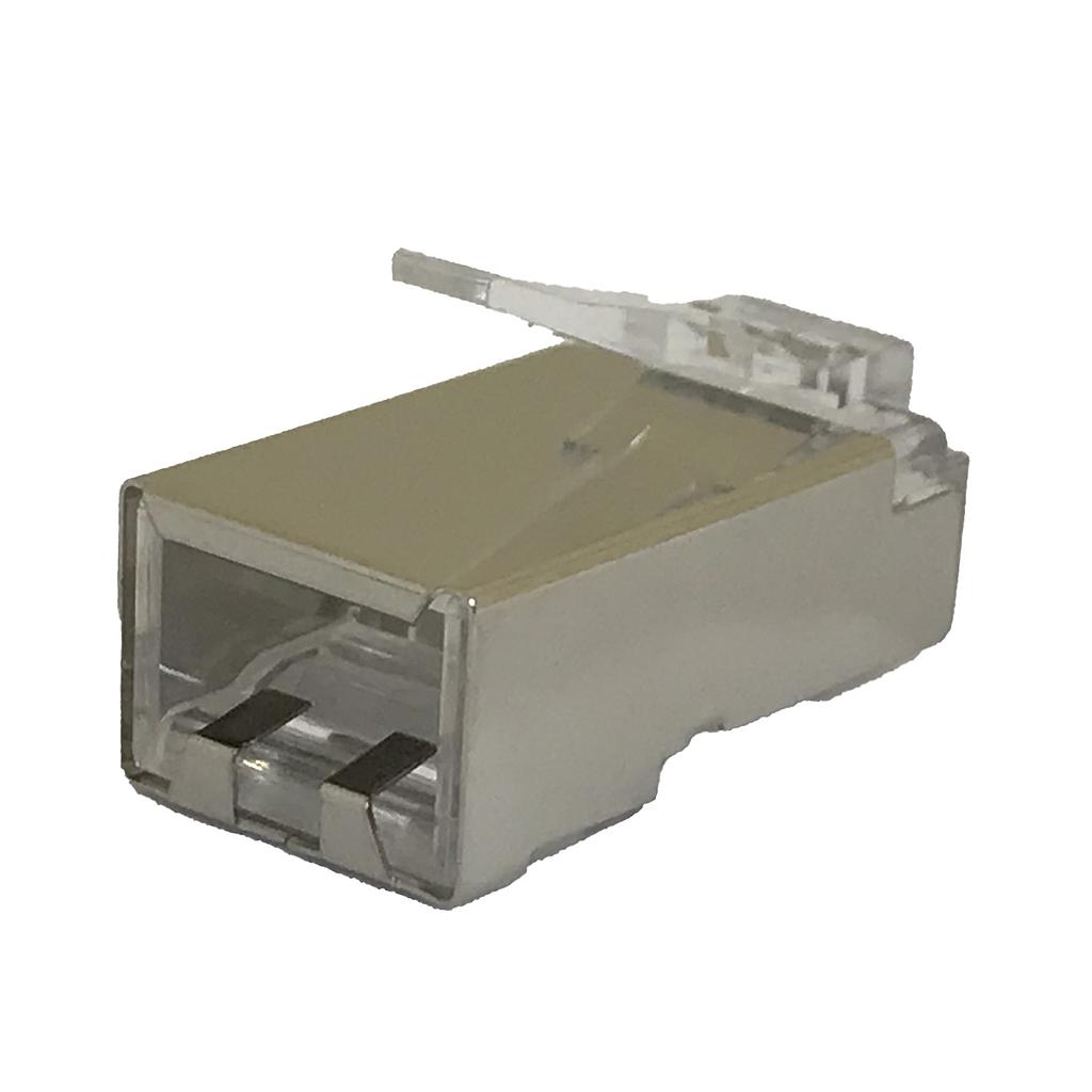 Conector RJ45 Macho C-5E FTP, con guí a de hilos, Crimpado, para cable flexible, 50μ oro