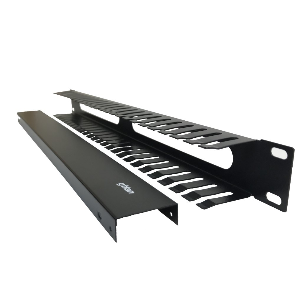 Panel pasacables 19” con tapa protectora, 1U
