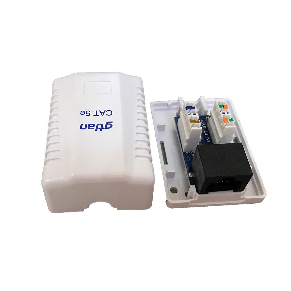 Roseta superficie con 1 conector RJ45 C-5E UTP, 50µ oro