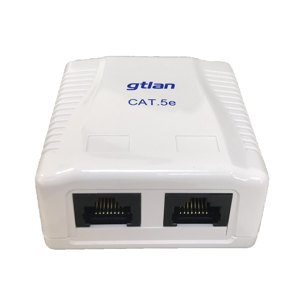 Roseta superficie con 2 conectores RJ45 C-5E UTP, 50µ oro