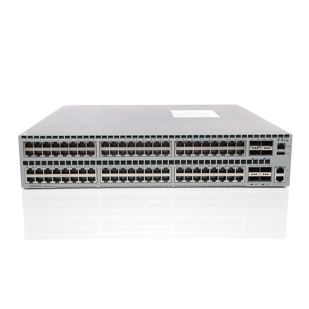 Arista 7050TX2, 96x (1/10GBASE-T) RJ-45 & 8x QSFP+ switch, rear-to-front airflow, 2x AC power supplies
