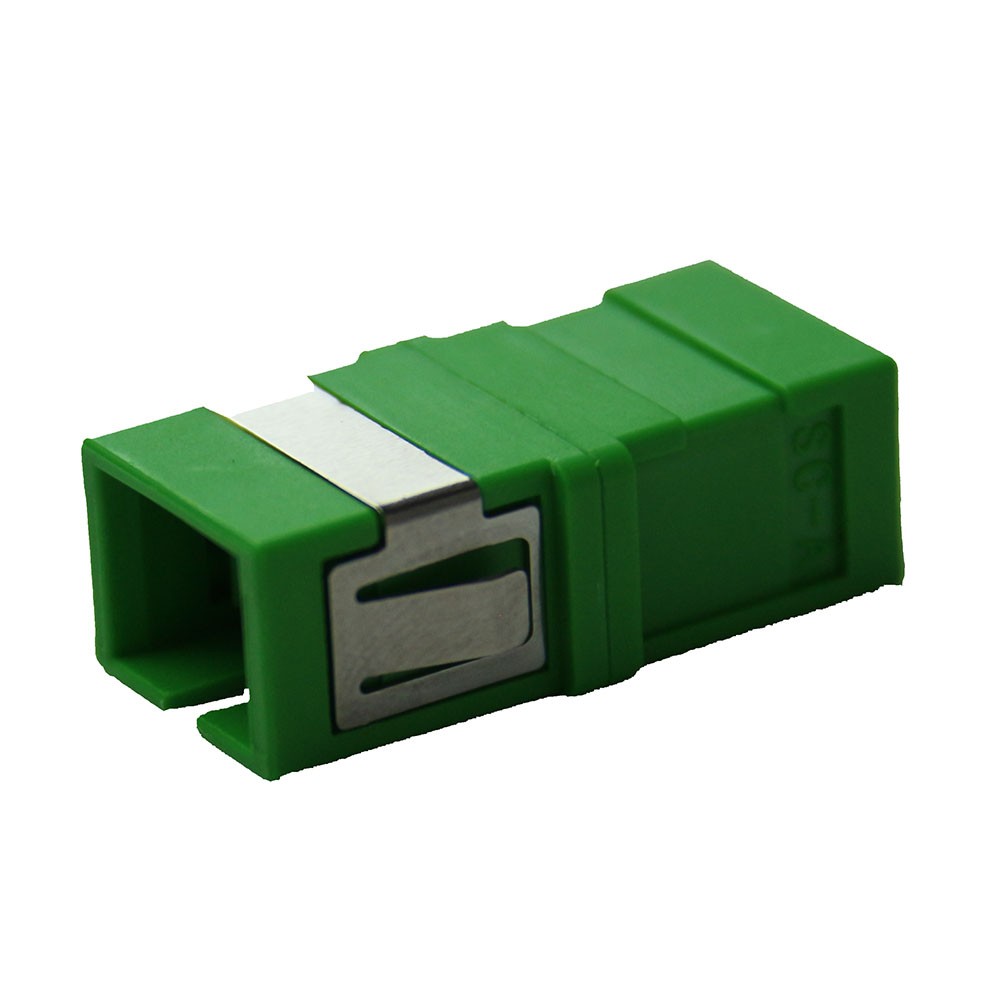 Adaptador F.O. hembra-hembra FTTH Monomodo 9-125 µm SC-APC simplex, tapa negra