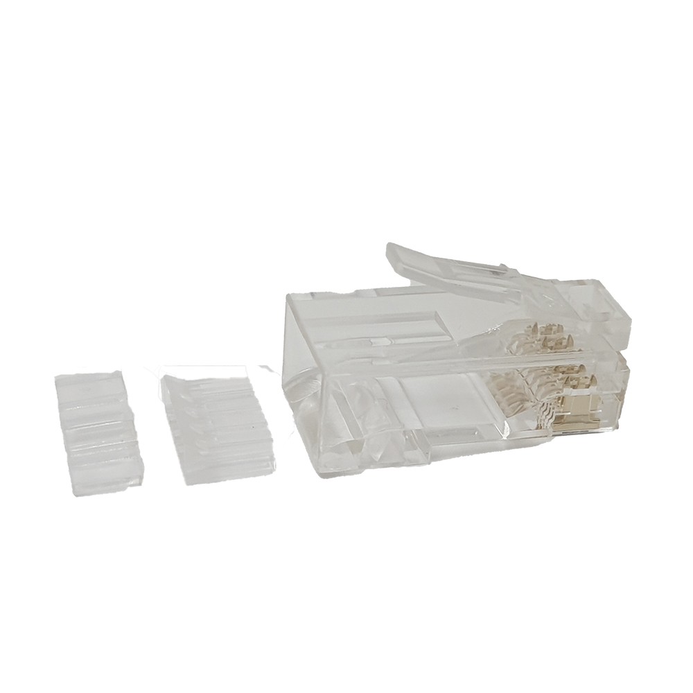 Conector RJ45 Macho C-6A UTP, Crimpado, para cable rígido o flexible, 50μ oro