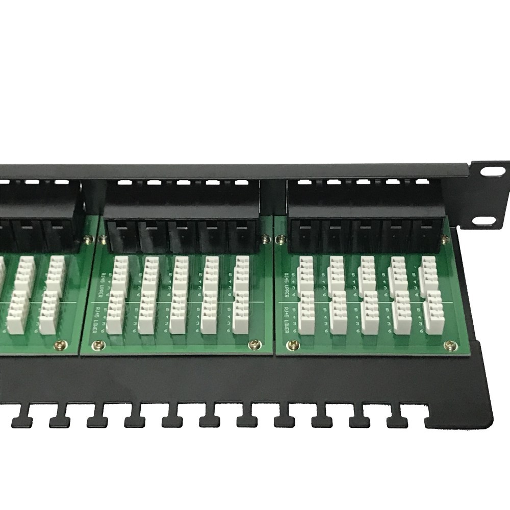 Panel 19” 1U, 50 RJ45, C-3 UTP, 90º, 3µ oro