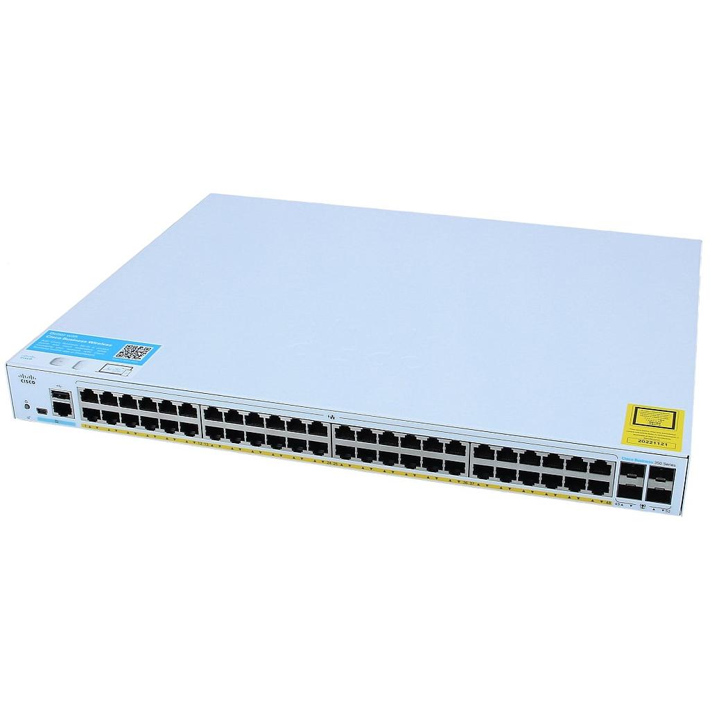 Cisco Business 350 Series Managed 48-Port 10/100/1000 PoE+ with 740W power budget & 4 Gigabit SFP, PA EU, Switch