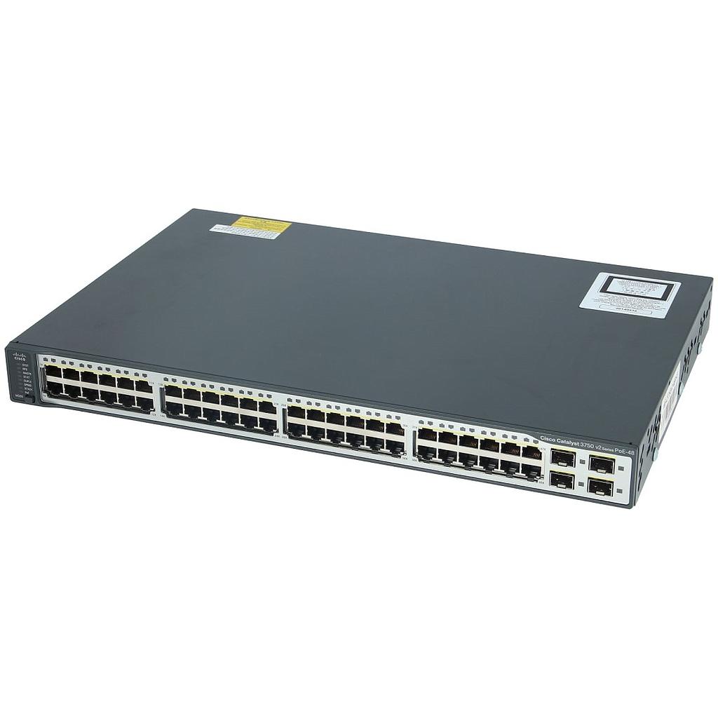 Cisco Catalyst 3750V2 Stackable 48 10/100Base-T PoE Ethernet ports & 4 SFP Uplink ports, IP Services software