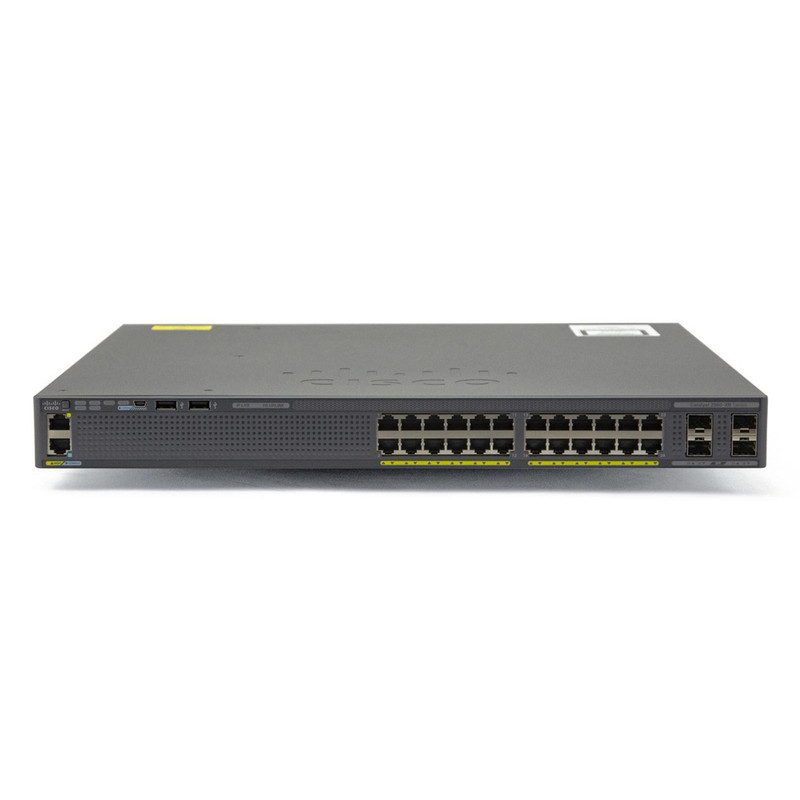 Cisco Catalyst 2960XR 24 10/100/1000 ports and 4 SFP module slots, with one 250W AC power supply, IP Lite