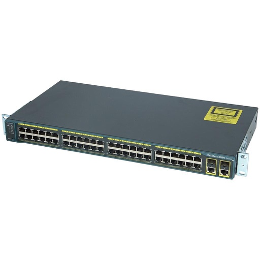 [WS-C2960-48TC-L] Cisco Catalyst 2960 48 10/100 Ethernet ports, 2 dual-purpose uplinks (each dual-purpose uplink port has 1 10/100/1000 Ethernet port and 1 SFP-based Gigabit Ethernet port, 1 port active), LAN Base software