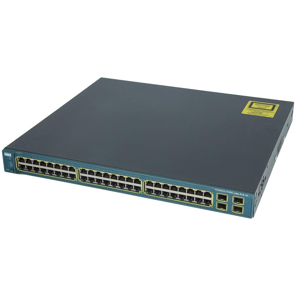 Cisco Catalyst C3560G 48 Ethernet 10/100/1000 PoE ports and 4 SFP-based Gigabit Ethernet ports, Standard Multilayer Image software (IP Base)
