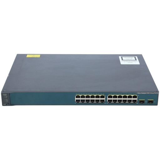[WS-C3560V2-24PS-S] Cisco Catalyst 3560V2, 24 10/100 RJ45 PoE ports and 2 SFP uplink ports, IP Base (Standard) Image