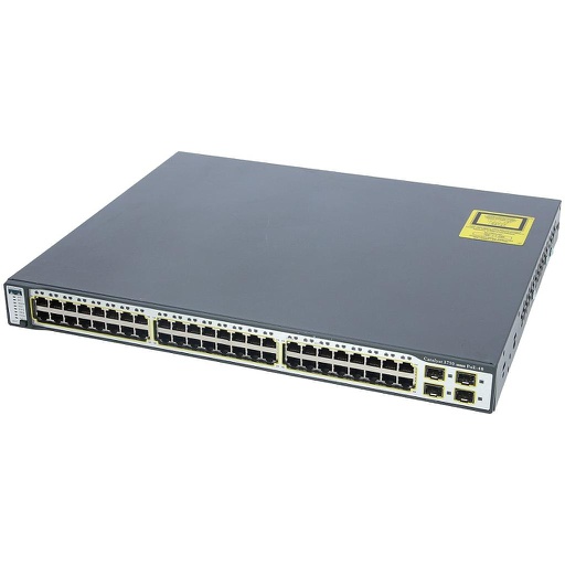 [WS-C3750-48PS-S] Cisco Catalyst 3750 Stackable 48 10/100 Gigabit Ethernet PoE ports & 4 1GbE SFP-based Uplink ports, IP Base software