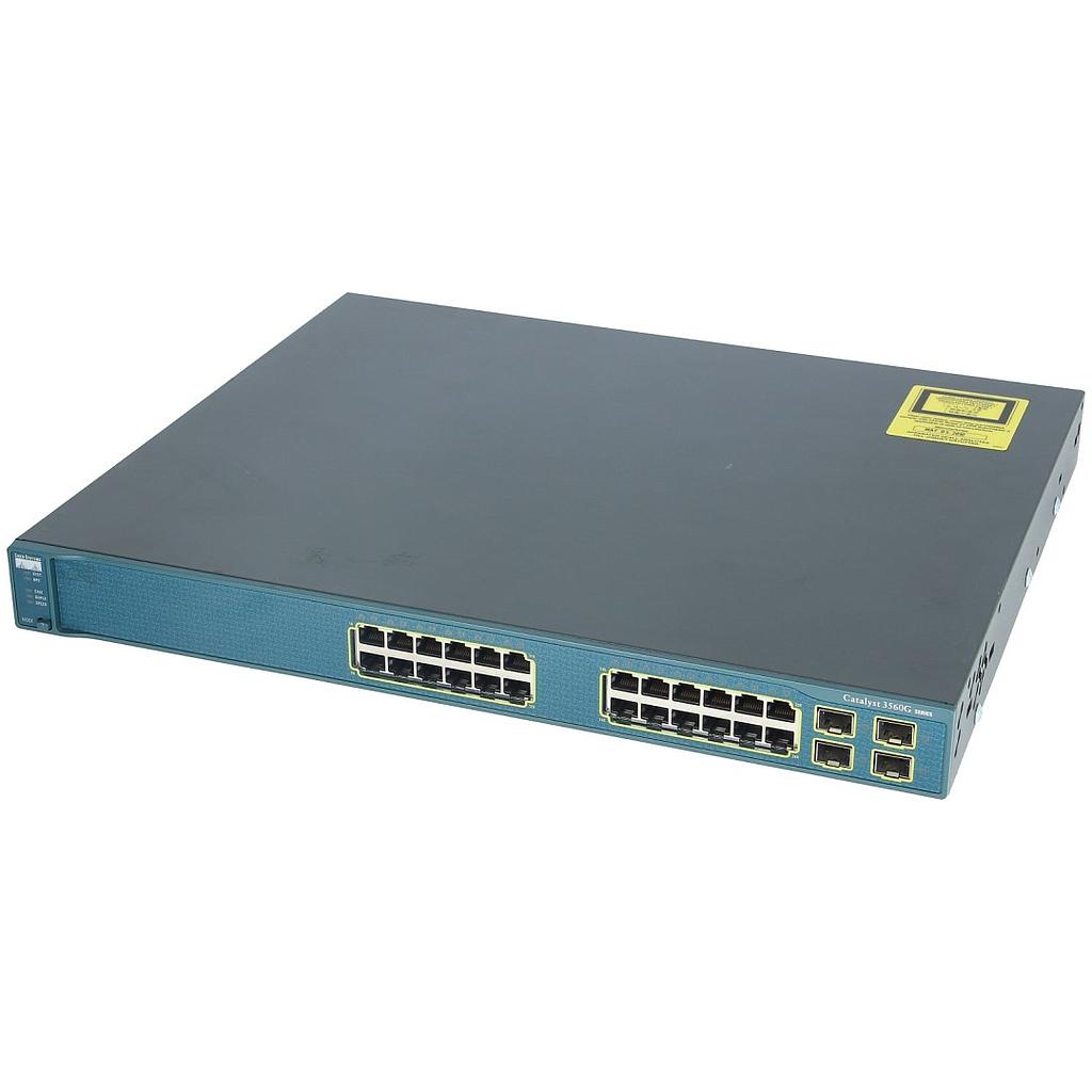 Cisco Catalyst 3560G 24 Ethernet 10/100/1000 and 4 SFP-based Gigabit Ethernet ports, Standard Multilayer Image software (IP Base)