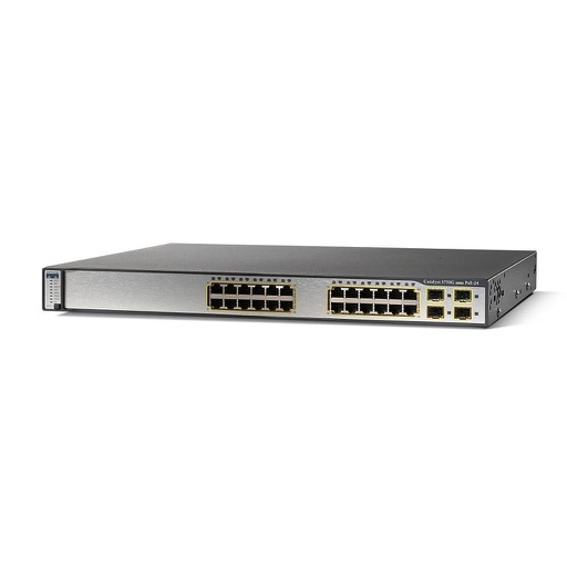 [WS-C3750G-24PS-S] Cisco Catalyst 3750G Stackable 24 10/100/1000Base-T PoE Gigabit Ethernet ports & 4 SFP Uplink ports, IP Base software