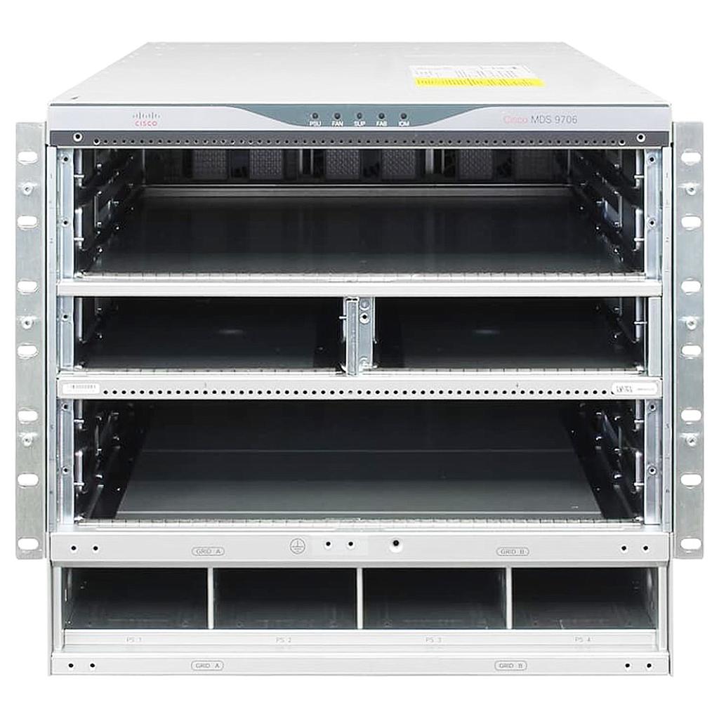 Cisco MDS 9706 Base Config Chassis FANs, 2 Sup-1, 3 Fabric-1, 4 PS AC 3K