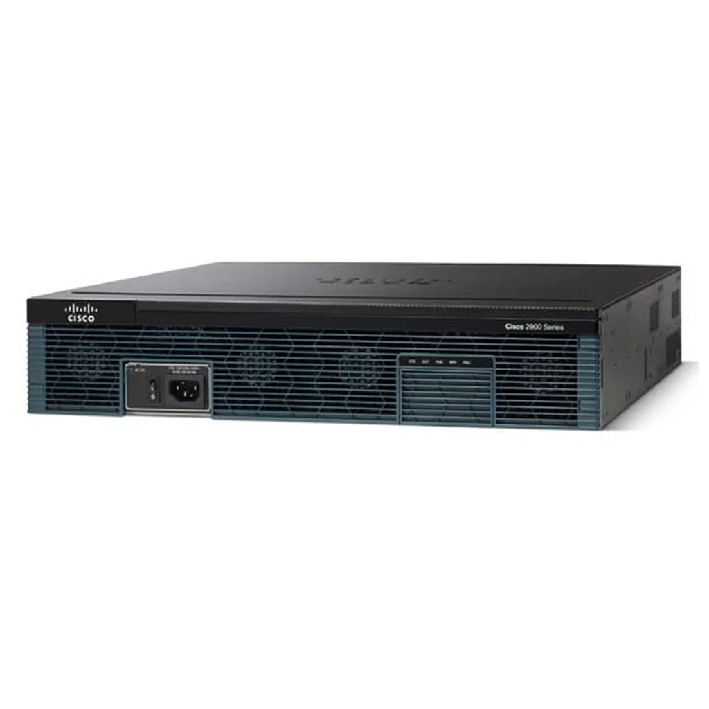 Cisco 2951 ISR with 3 onboard GE, 4 EHWIC slots, 3 DSP slots, 1 ISM slot, 256MB CF default, 512MB DRAM default, IP Base