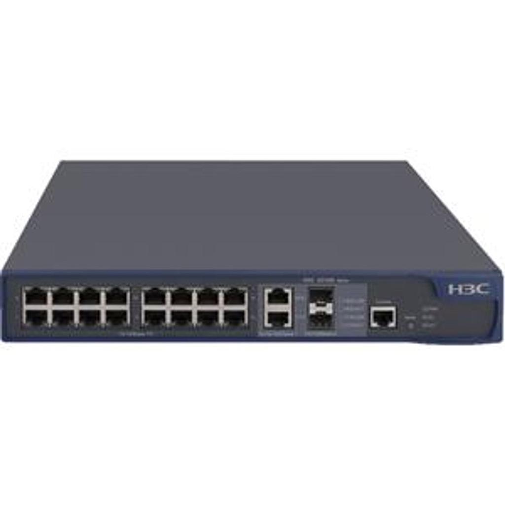 H3C 16x 10/100 PoE ports &amp; 2 Combo ports (2x 10/100/1000 RJ45 or 2x 100/1000 Base-X SFP) Switch