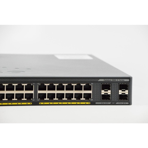 Cisco Catalyst 2960X 24 10/100/1000 PoE+ ports (PoE budget of 370 W) and 4 SFP module slots LAN Base