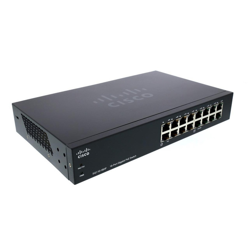 Cisco Small Business 110 Series SG110-16HP Unmanaged Switch, 16-Port 10/100/1000 RJ45 (8 PoE)