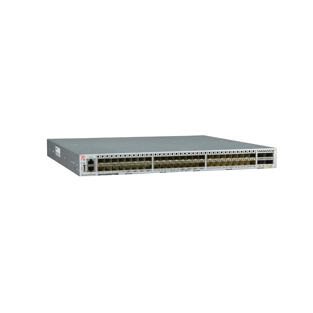 Brocade VDX 6740, 48P SFP+ ports only—no optics, AC, port-side exhaust airflow