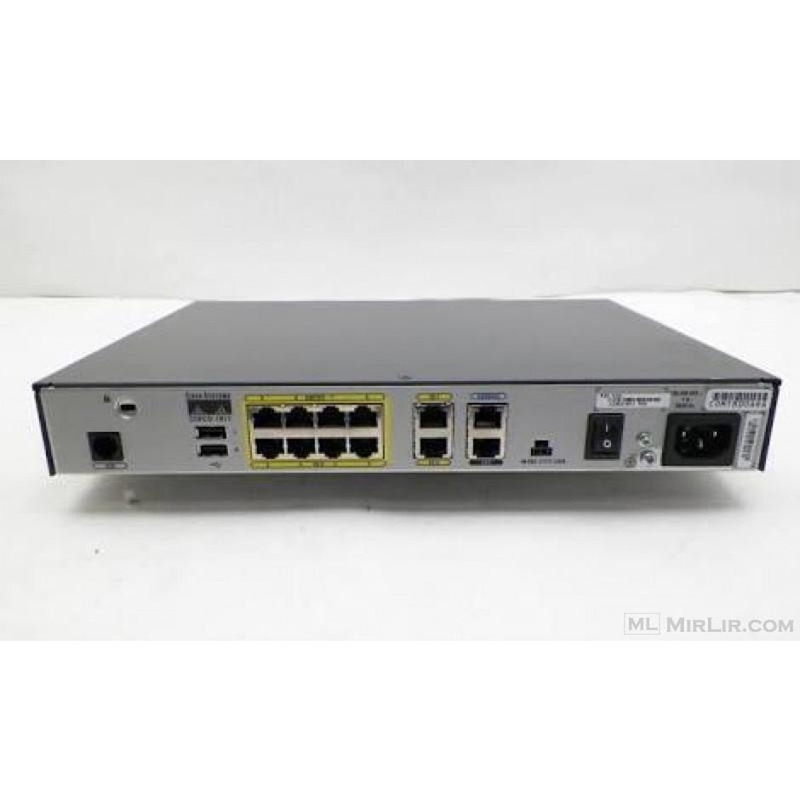 Cisco 1811 ISR Security router with dual 10/100 WAN ports, 8-port 10/100BASE-T switch, V.92 analog modem backup, Cisco IOS Advanced IP Services, 32 MB Flash, and 128 MB DRAM