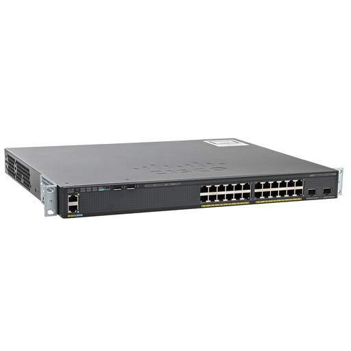 [WS-C2960X-24PD-L] Cisco Catalyst 2960X 24 10/100/1000 PoE+ ports (PoE budget of 370 W) and 2 SFP+ module slots LAN Base