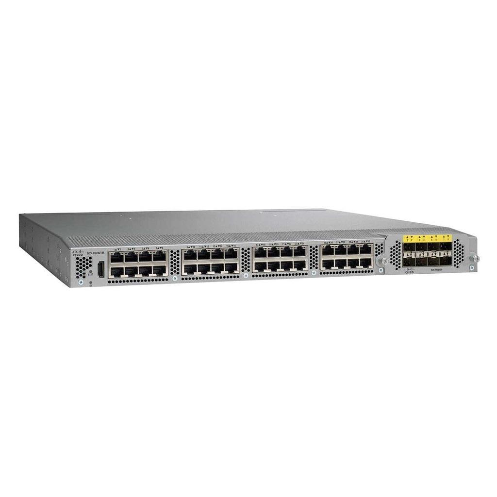 Cisco Nexus 2232TM-E Series 10GBASE-T Fabric Extender, 2PS, 1 Fan Module, 32x 100M, 1/10GBase-T + 8x10GE Module (req SFP+), choice of airflow and power supply