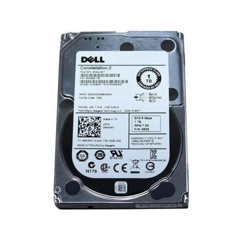 Dell 1TB 7.2K 2.5-inch SAS 6Gb/s Nearline Enterprise Hard Disk Drive w/ caddy 