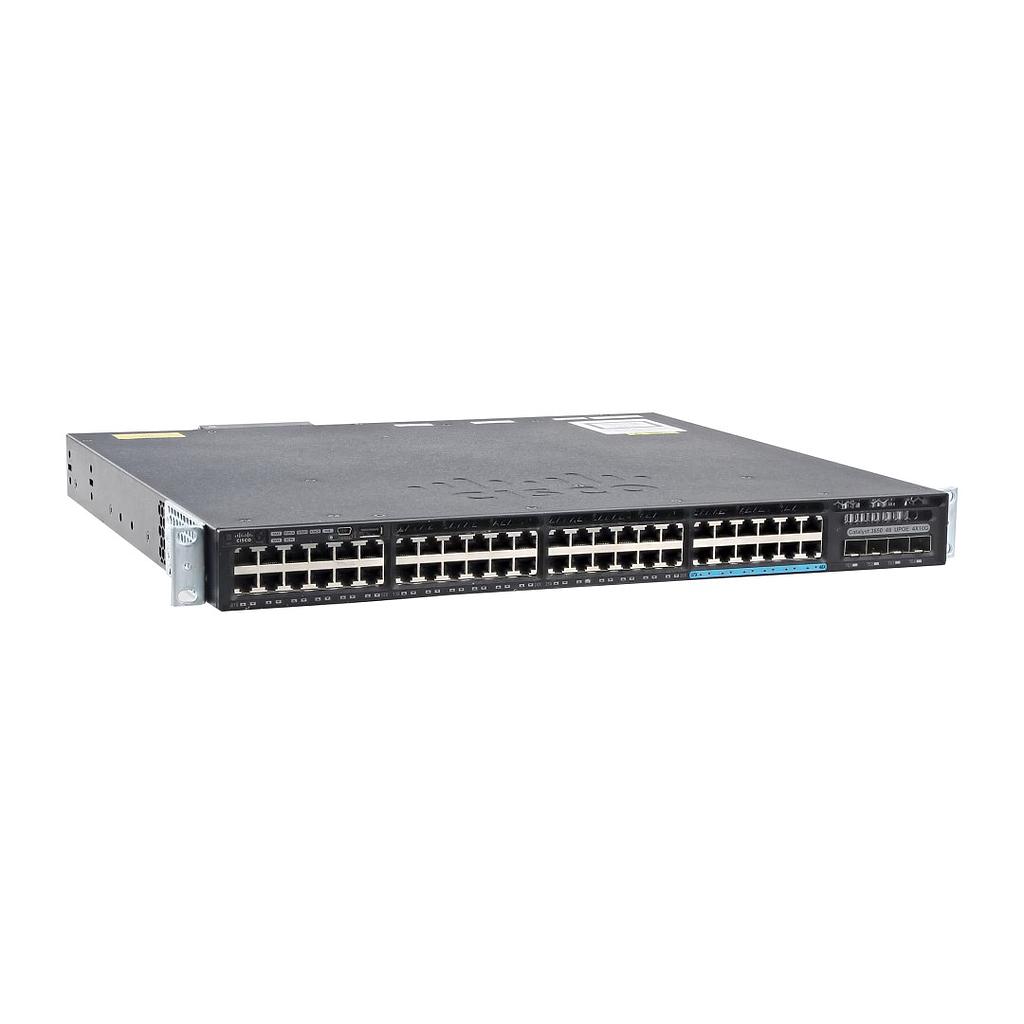 Cisco Catalyst 3650 Standalone with Optional Stacking 48 (36 10/100/1000 and 12 100Mbps/1/2.5/5/10 Gbps) Ethernet and 4x10G Uplink ports, with one 1100WAC power supply, 1 RU, IP Base feature set
