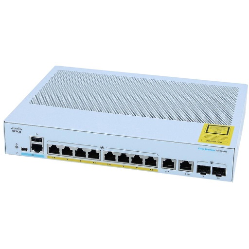 [CBS350-8P-E-2G-UK] Cisco Business 350 Series CBS350-8P-E Managed Switch, 8-Port 10/100/1000 PoE+ with 60W power budget & 2 Gigabit copper/SFP combo ports, PA UK, Switch
