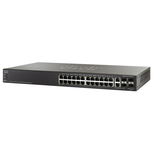 [SF500-24P-K9] Cisco Small Business 500 Series 24-port 10/100 PoE+ with Gigabit Uplinks (2 combo Gigabit Ethernet & 2 1GE/5GE SFP) Stackable Managed Switch