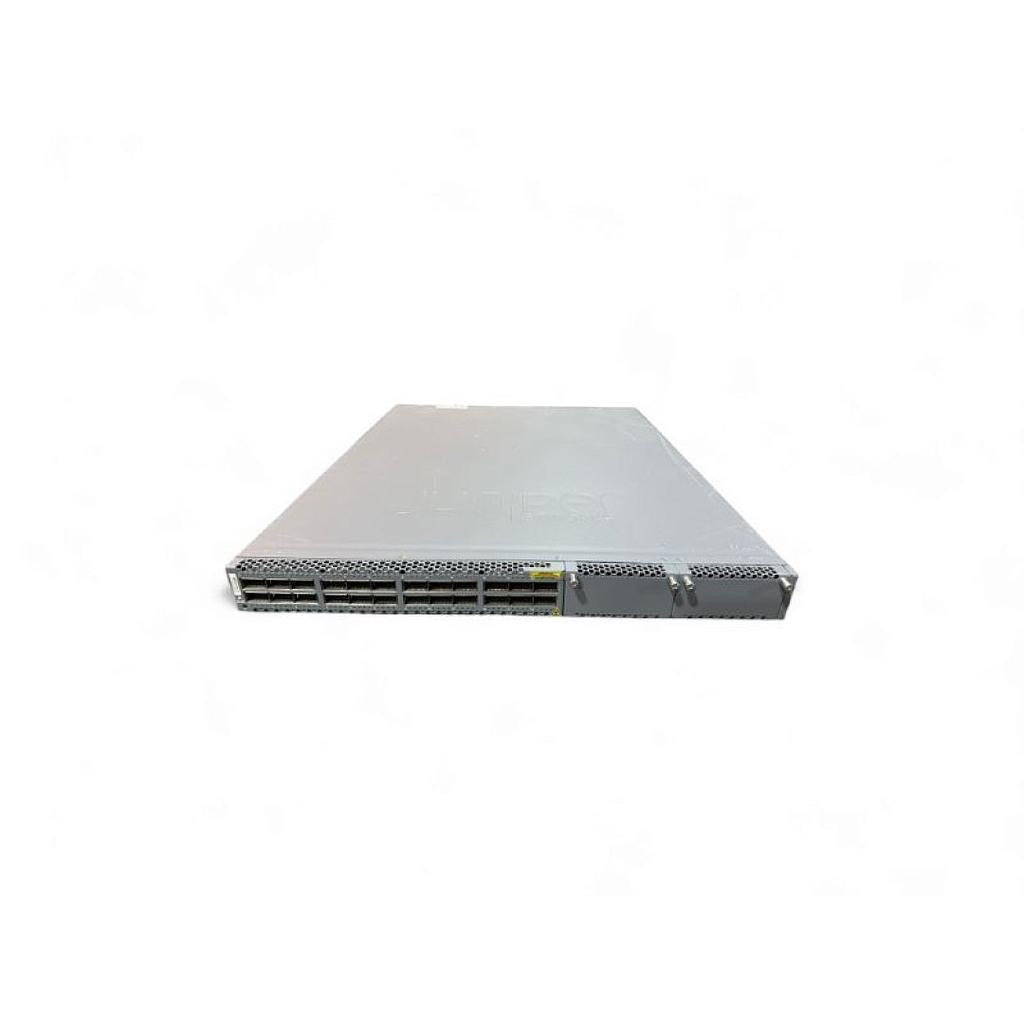 Juniper QFX5100, 24 QSFP ports, 2 expansion slots, redundant fans, redundant power AC supplies. front-to-back airflow