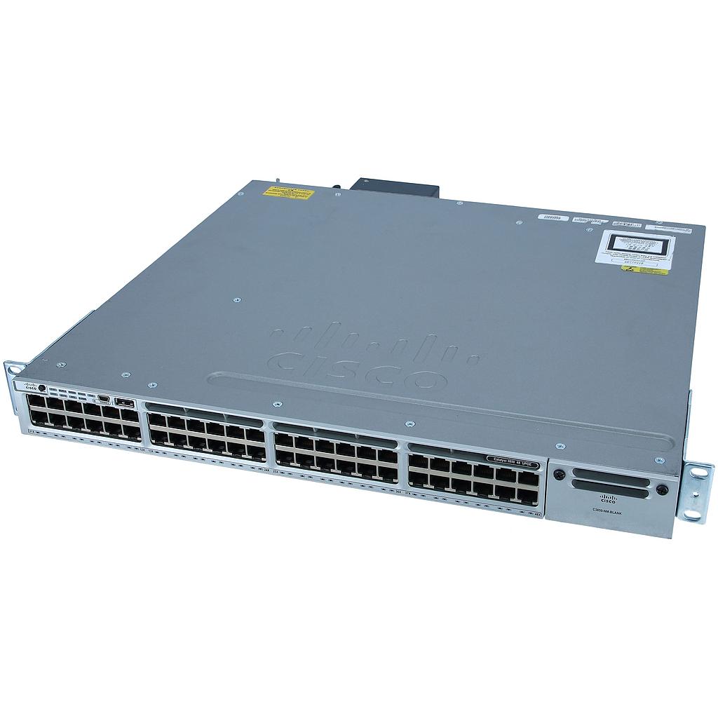 Cisco Catalyst 3850 Stackable 48 10/100/1000 Ethernet UPOE ports, with one 1100WAC power supply  1 RU, LAN Base feature set (StackPower cables need to be purchased separately)