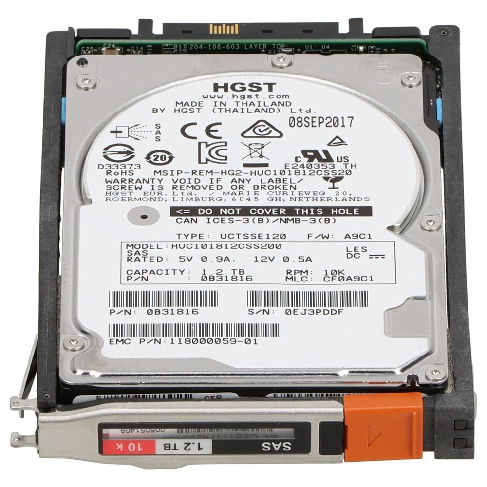 EMC 1.2TB 10K 2.5-inch SAS 6Gb/s Hard Drive for VNX w/ caddy