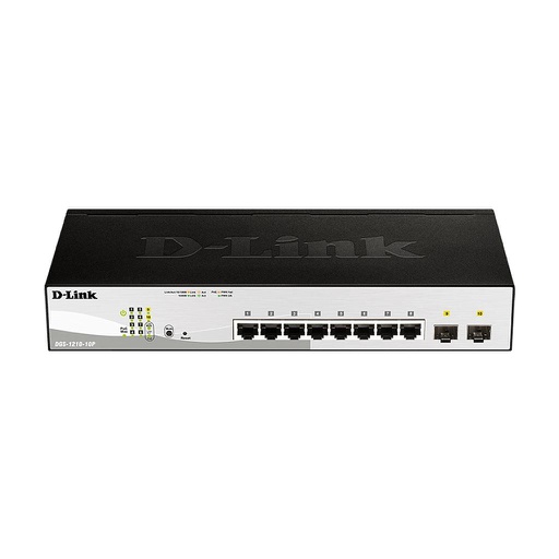 [DGS-1210-10P] D-Link DGS-1210-10P, 8x 10/100/1000BASE-T PoE ports (65W PoE Budget) & 2x SFP, Fanless Managed Switch