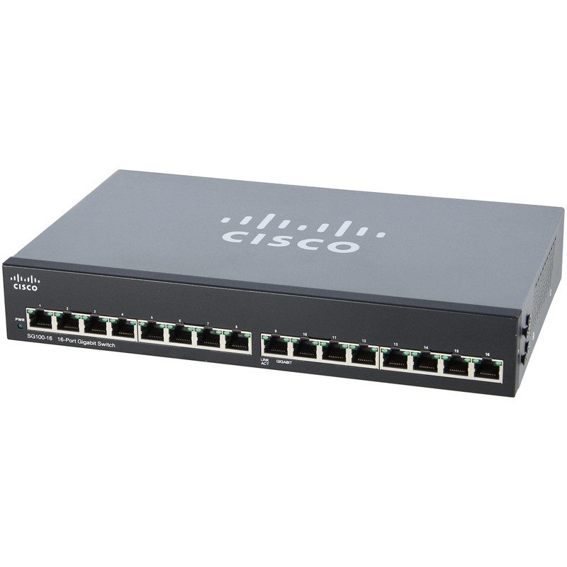 Cisco Small Business SG100-16, 16x 10/100/1000 ports, Unmanaged, Rack-mountable Switch