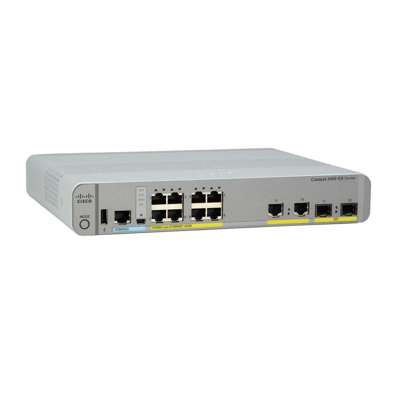 Cisco Catalyst 3560-CX Switch 8 GE PoE+, uplinks: 2 x 1G SFP and 2 x 1G copper, IP Base