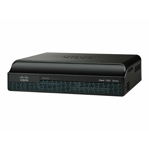 [CISCO1941/K9] Cisco 1941 ISR with 2 onboard GE, 2 EHWIC slots, 1 ISM slot, 256MB CF default, 512MB DRAM default, IP Base