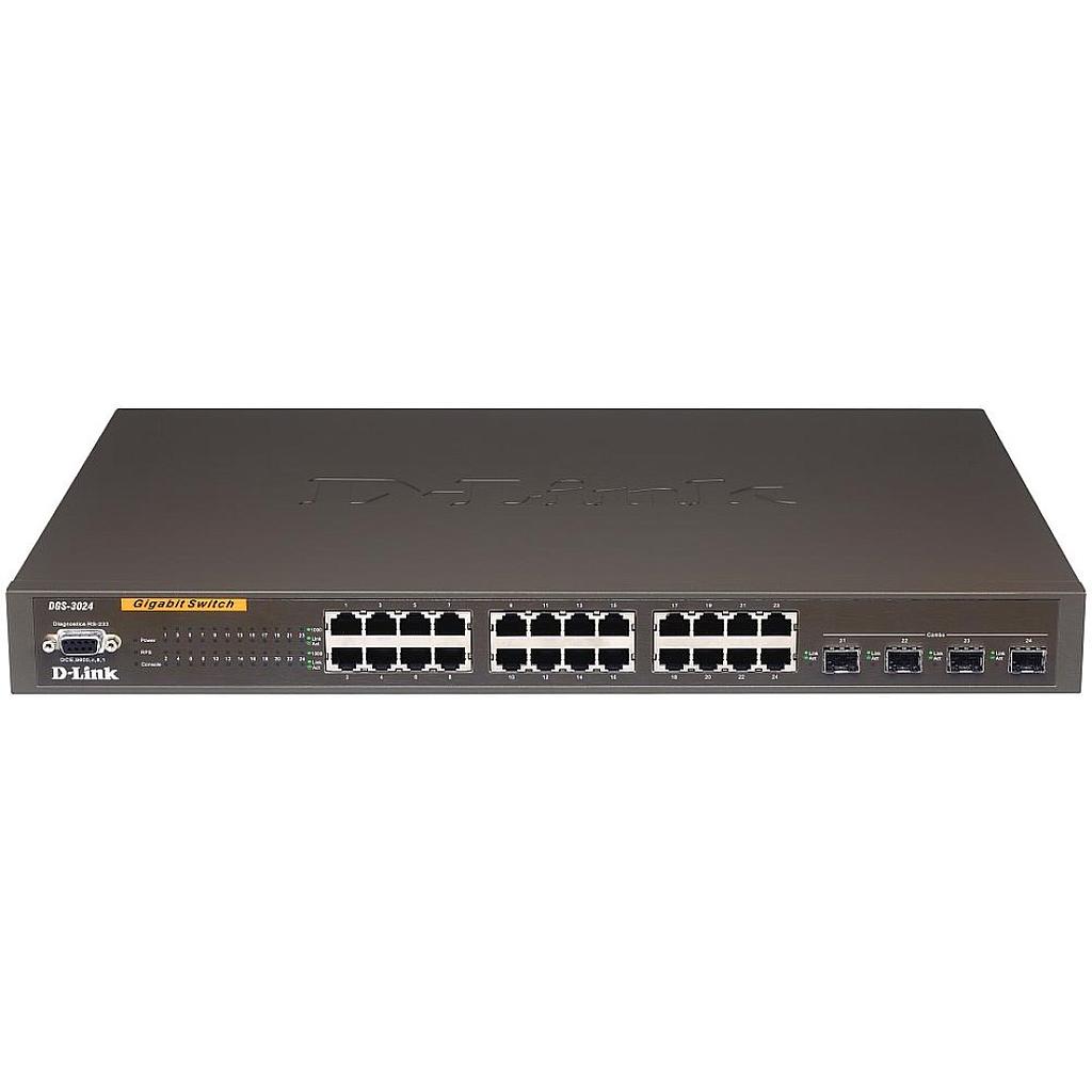 D-Link DGS-3024, 24x 10/100/1000 BASE-T &amp; 4x Combo SFP, redundant power support, Switch