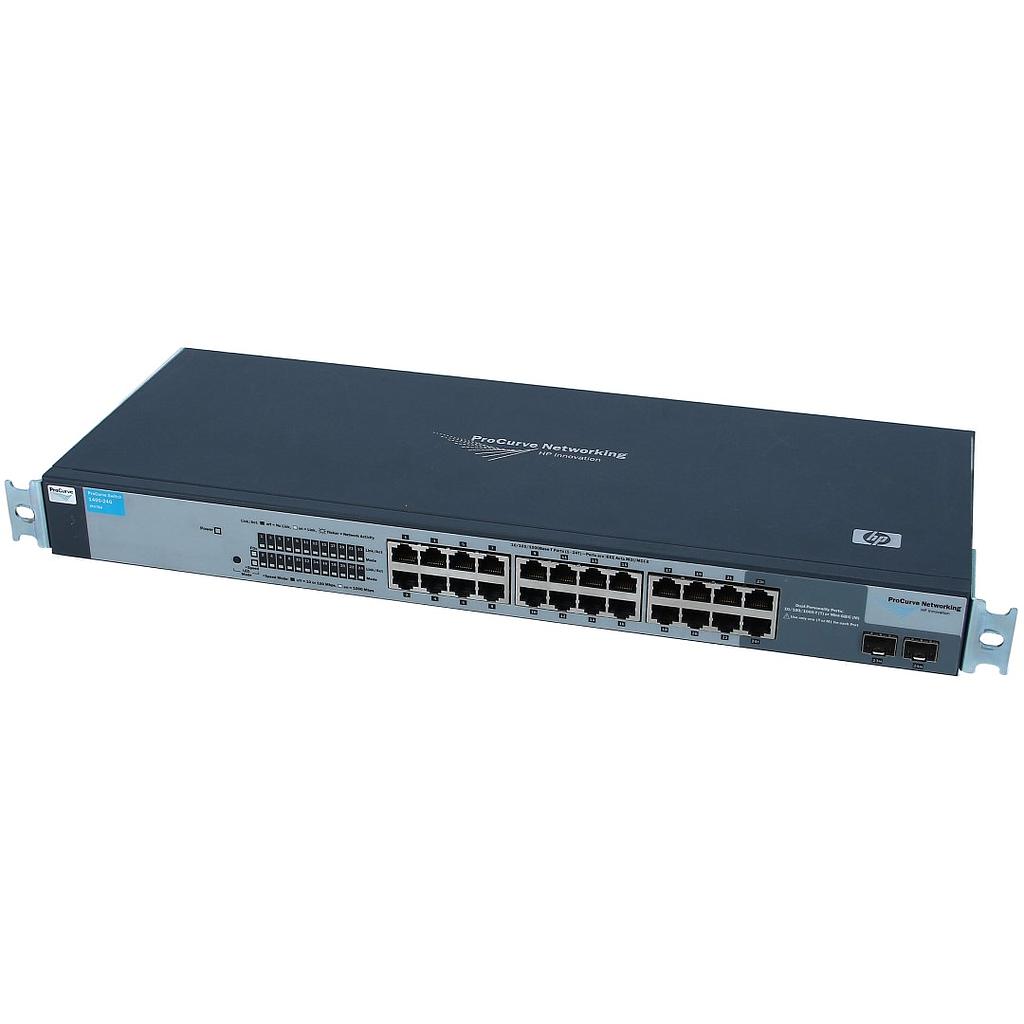 HP ProCurve 1400-24G Switch, 22 auto-sensing 10/100/1000 ports &amp; 2 dual-personality ports (10/100/1000 RJ-45 or SFP)