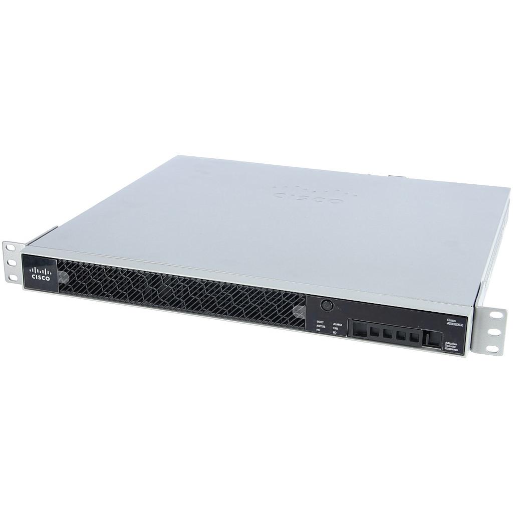 Cisco ASA 5525-X Firewall Edition; includes firewall services, 750 IPsec VPN peers, 2 SSL VPN peers, 8 copper GE data ports, 1 copper GE management port, 1 AC power supply, Active/Active high availability, 2 security contexts, 3DES/AES license