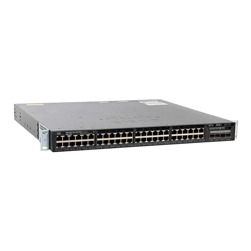Cisco Catalyst 3650 Standalone with Optional Stacking 48 10/100/1000 Ethernet PoE+ and 2x10G Uplink ports, with one 640WAC power supply, 1 RU, LAN Base feature set