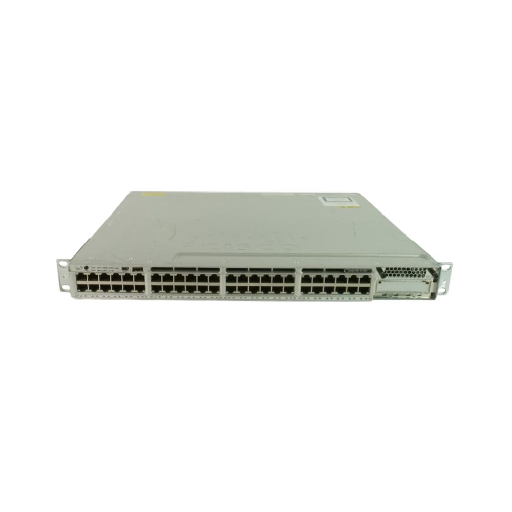 Cisco Catalyst 3850 Stackable 48 10/100/1000 Ethernet PoE+ ports, with one 715WAC power supply  1 RU, IP Base feature set