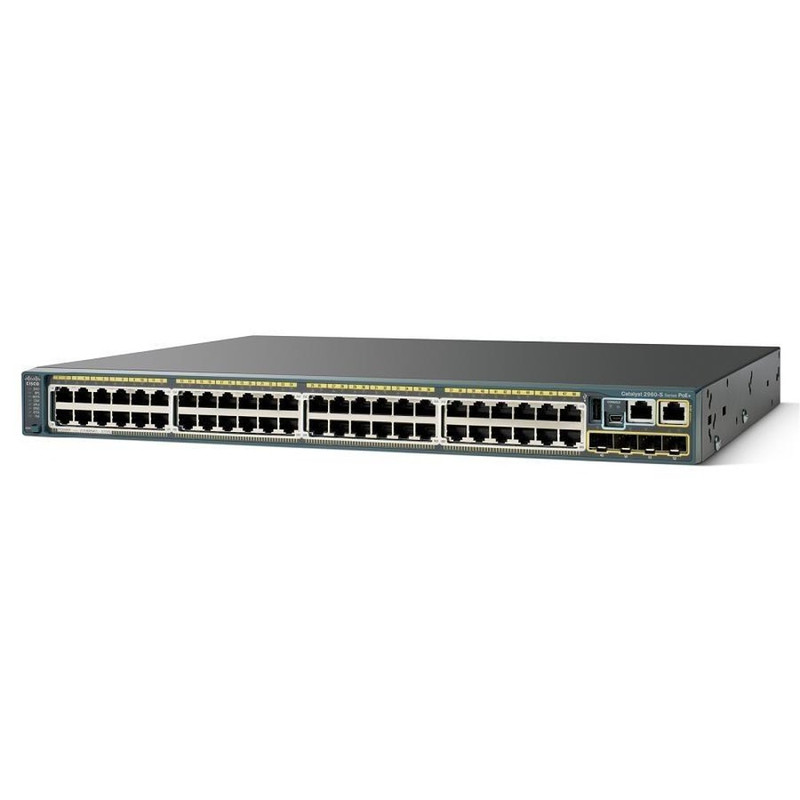 Cisco Catalyst 2960-SF 48 10/100 Fast Ethernet ports, 370W of POE/POE+ power, 4x SFP, FlexStack stacking (requires module), LAN Base software
