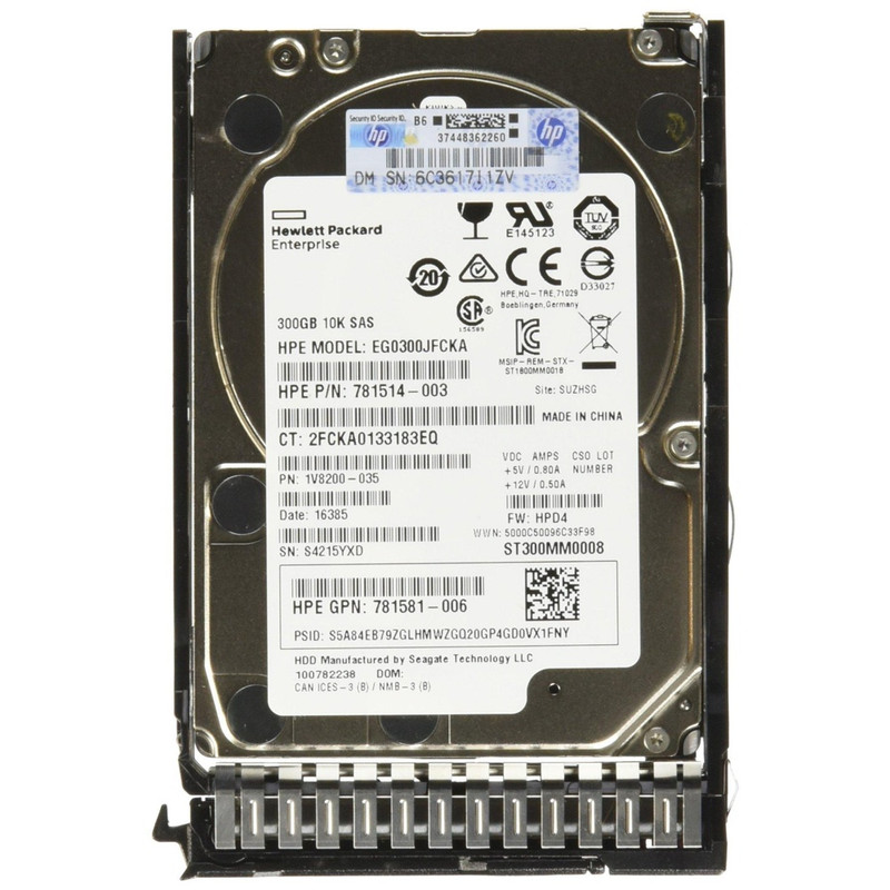 HPE 300GB 10K 2.5-inch SAS 12Gb/s SC Enterprise Hard Drive w/ caddy